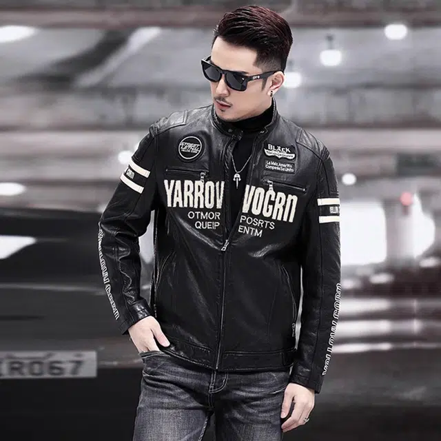 比利斯山羊 时尚小立领领牛皮真皮皮衣 男女同款