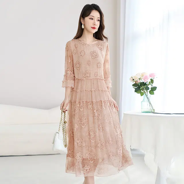 比利斯山羊 简约轻奢气质优雅长袖连衣裙 女款