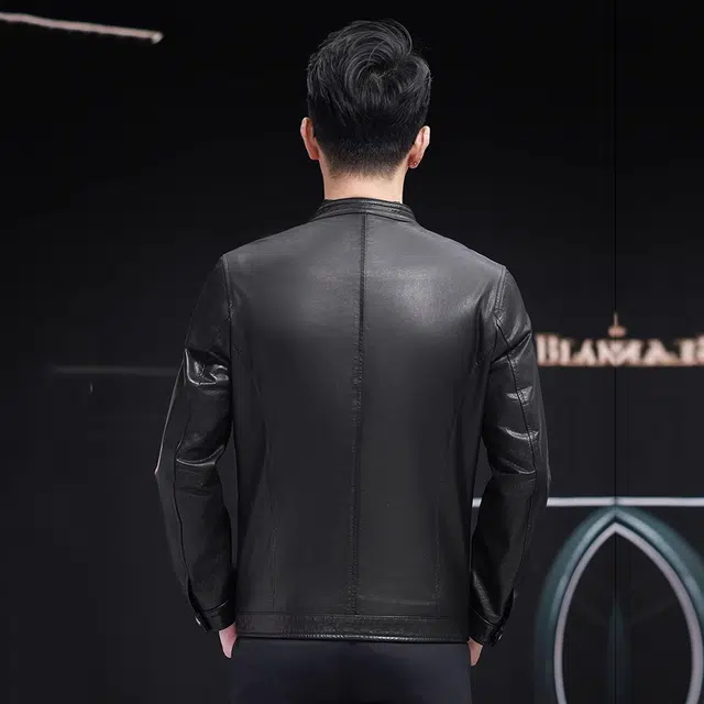 比利斯山羊 简约大气立领牛皮真皮皮衣 男女同款