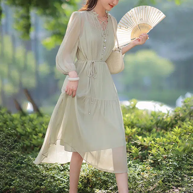 比利斯山羊 简约气质宴会礼服长袖连衣裙 女款