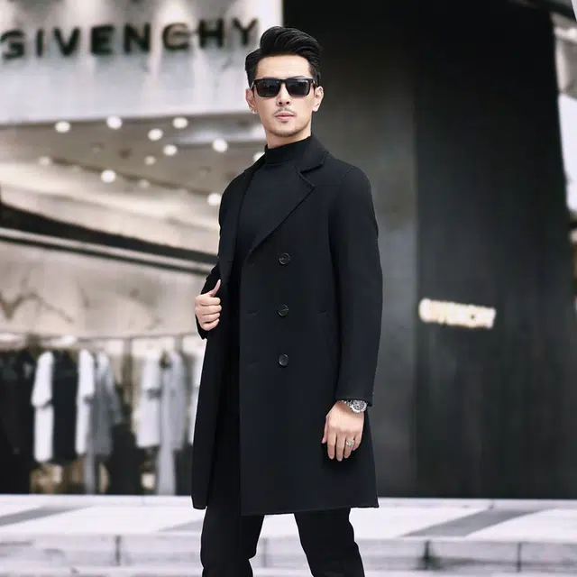 比利斯山羊 双排扣长款毛呢大衣外套 男女同款