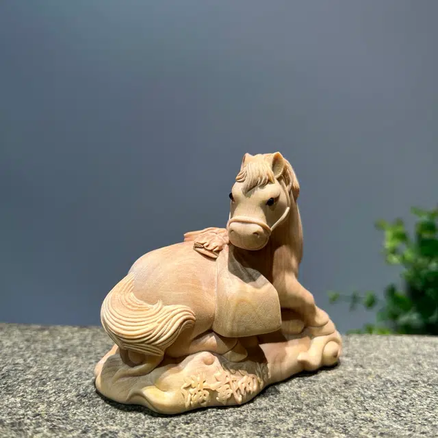 得笙陌 满载而归马手把国潮好运木雕把玩件转运 黄杨木 摆件 男女同款情侣款