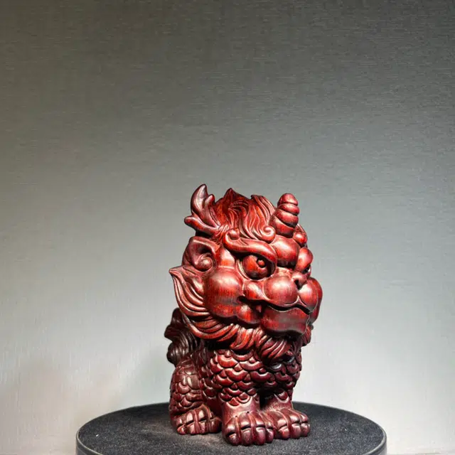 得笙陌 神兽麒麟木雕转运工艺品#好运 血檀 木作摆件 男女同款情侣款