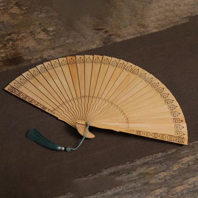 得笙陌 火韵(苏扇）新中式复古文艺范小众古风搭配文玩古典风 崖柏 木作扇子 男女同款情侣款