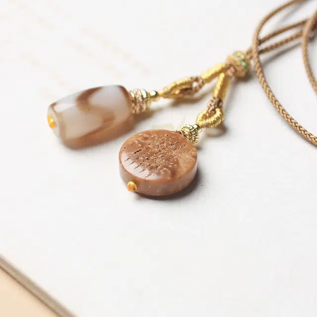 得笙陌 圆形五条经文 天珠 库克 菩提类项链 女款