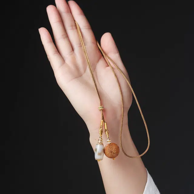 得笙陌 圆形五条经文 天珠 库克 菩提类项链 女款