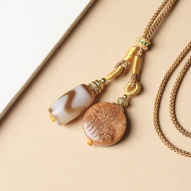 得笙陌 圆形五条经文 天珠 库克 菩提类项链 女款