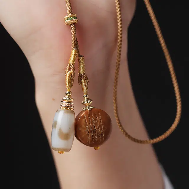 得笙陌 圆形五条经文 天珠 库克 菩提类项链 女款