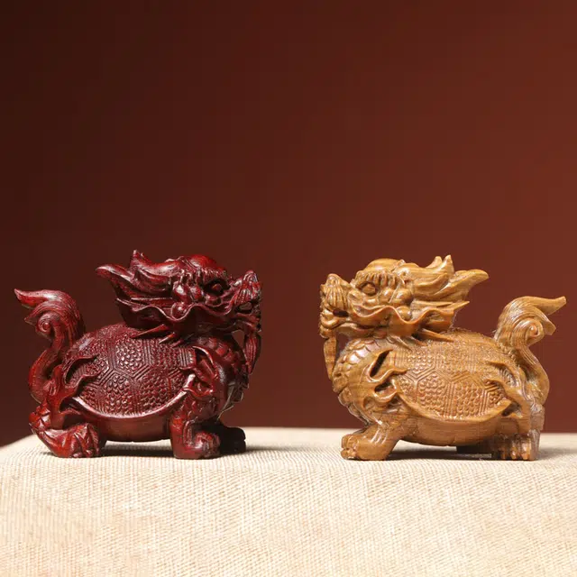 得笙陌 龙龟木雕文玩新中式工艺品 绿檀 摆件 男女同款情侣款