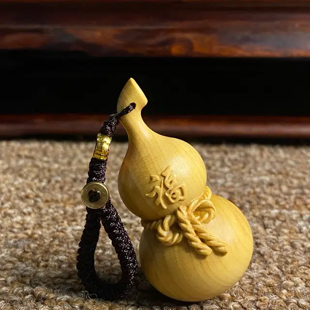 得笙陌 葫芦钥匙扣新中式福禄招财转运挂饰 黄杨木 挂件 男女同款情侣款