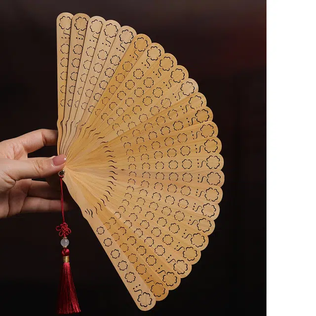 得笙陌 四叶草🍀（苏扇）国潮新中式古典风复古文艺范手持扇 崖柏 扇子 男女同款情侣款
