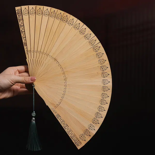 得笙陌 火韵(苏扇）新中式复古文艺范小众古风搭配文玩古典风 崖柏 木作扇子 男女同款情侣款