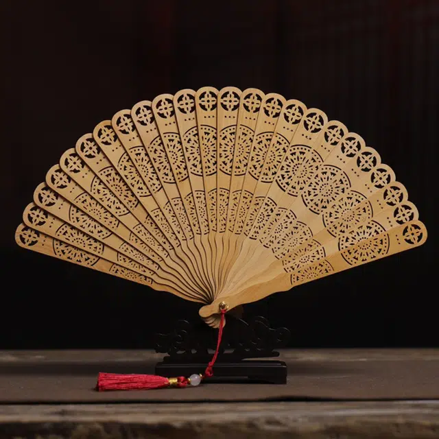 得笙陌 向日葵（苏扇）国潮古典风女神手持扇高级优雅文艺范扇 崖柏 木作扇子 男女同款情侣款