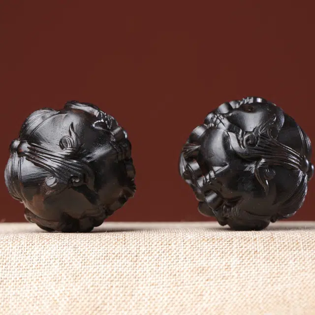 得笙陌 貔貅保健球实木手把球新中式招财转运把玩件#好运 紫光檀 木作把件 男女同款情侣款