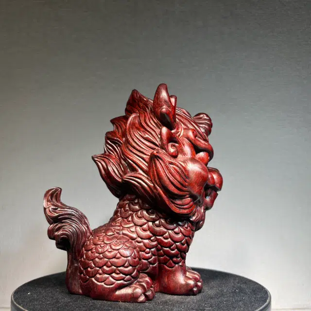 得笙陌 神兽麒麟木雕转运工艺品#好运 血檀 木作摆件 男女同款情侣款
