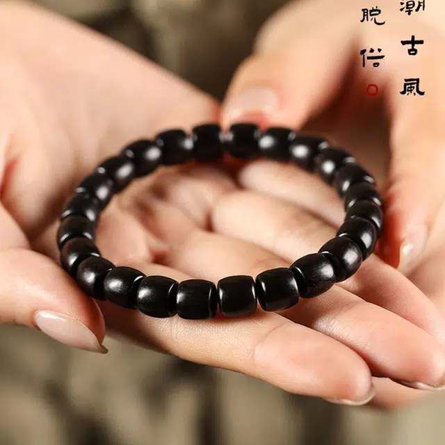 得笙陌 国潮风文艺气质高级感单圈念佛珠 黑檀 木作手串 男女同款情侣款