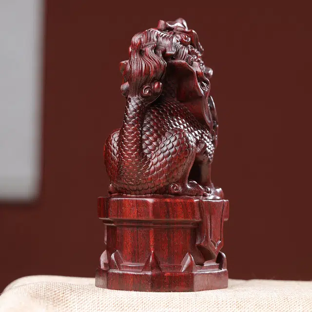 得笙陌 麒麟木雕国潮转运车摆木作工艺品 血檀 摆件 男女同款情侣款