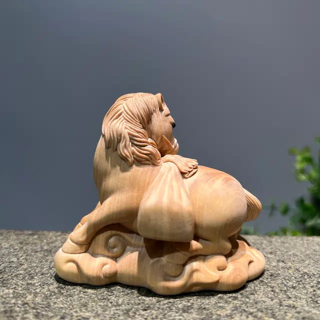 得笙陌 满载而归马手把国潮好运木雕把玩件转运 黄杨木 摆件 男女同款情侣款