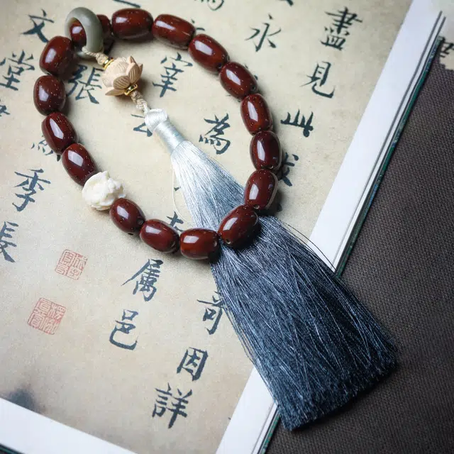 得笙陌 步步莲花流苏款醒狮国风转运好运连连复古文艺范 紫金鼠 手串 男女同款情侣款