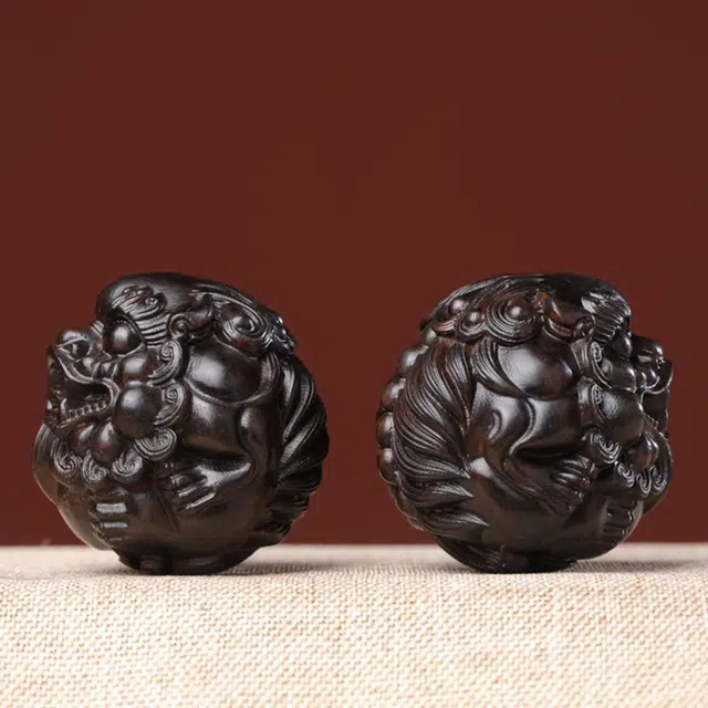 得笙陌 貔貅保健球实木手把球新中式招财转运把玩件#好运 紫光檀 木作把件 男女同款情侣款