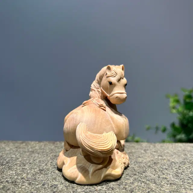 得笙陌 满载而归马手把国潮好运木雕把玩件转运 黄杨木 摆件 男女同款情侣款