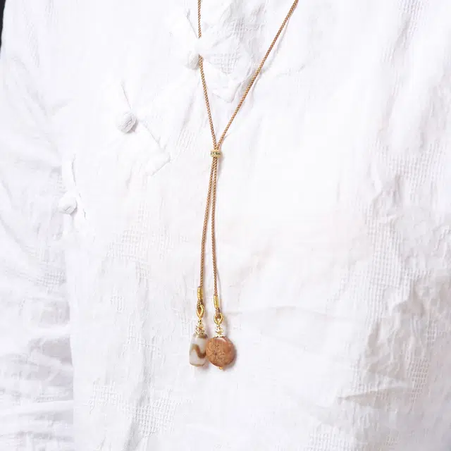 得笙陌 圆形五条经文 天珠 库克 菩提类项链 女款