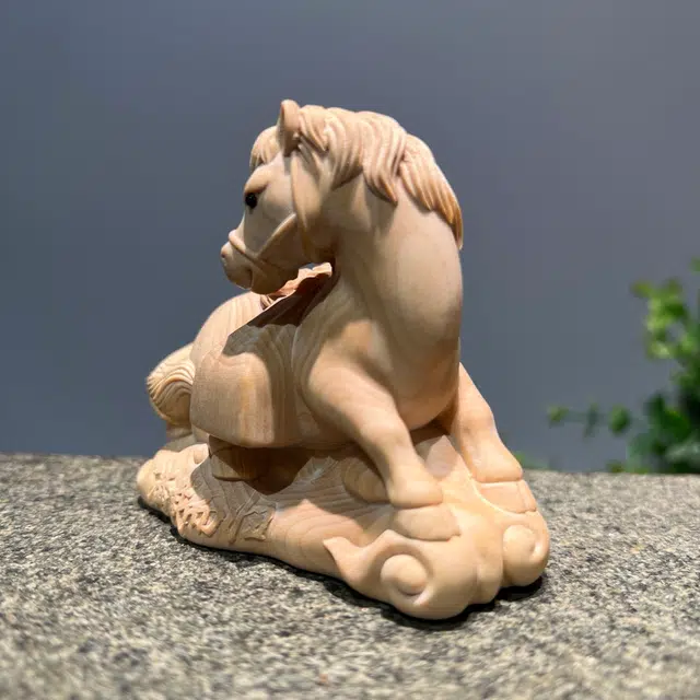 得笙陌 满载而归马手把国潮好运木雕把玩件转运 黄杨木 摆件 男女同款情侣款