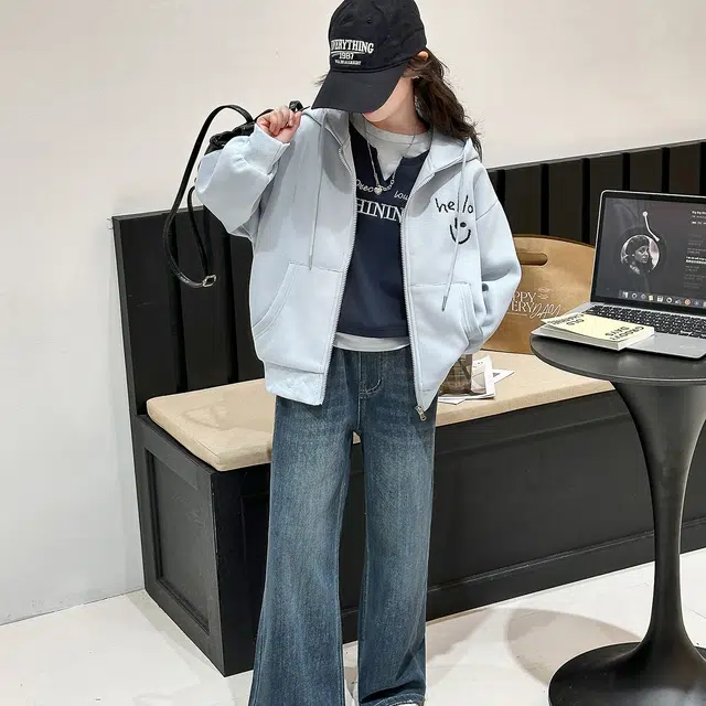 黑恐龙卫衣 独特超好看春秋款拼色连帽宽松型韩版 青少年