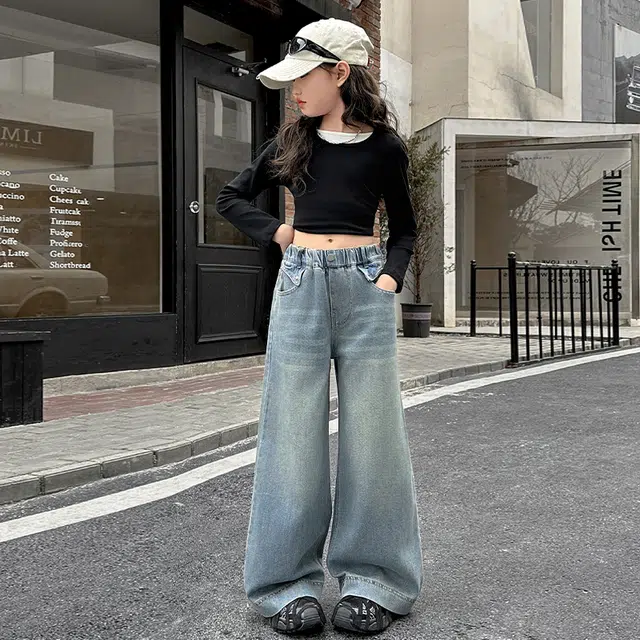 黑恐龙牛仔裤 女孩潮范流行 儿童款