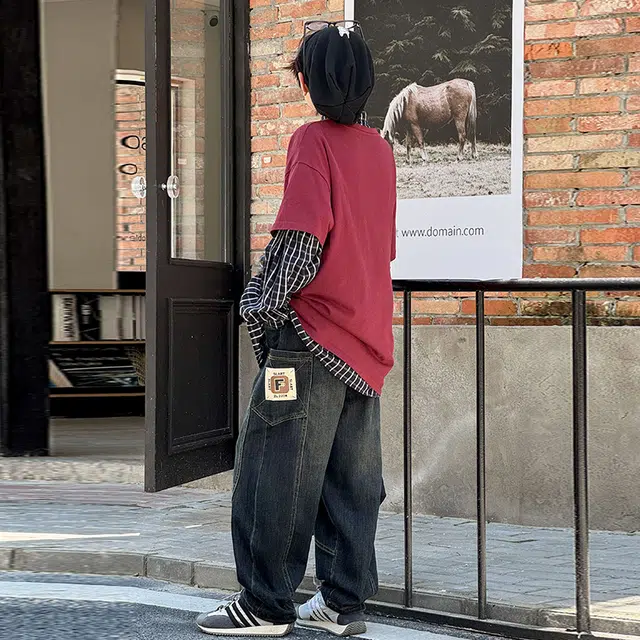 黑恐龙牛仔裤 舒适裤子小学生时髦 儿童款