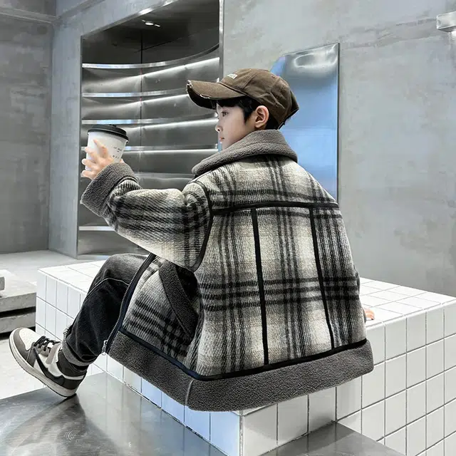 黑恐龙棉衣 男童摇粒绒夹棉加厚冬季洋气保暖上衣