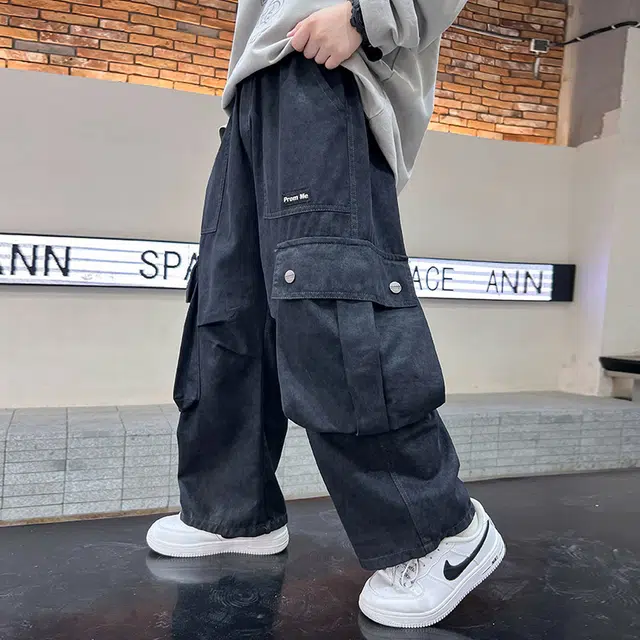 黑恐龙牛仔裤 春秋款酷帅工装日系长裤 青少年