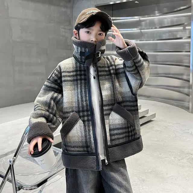 黑恐龙棉衣 男童摇粒绒夹棉加厚冬季洋气保暖上衣