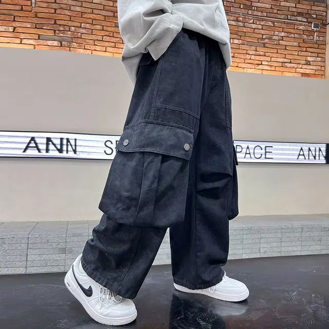 黑恐龙牛仔裤 春秋款酷帅工装日系长裤 青少年