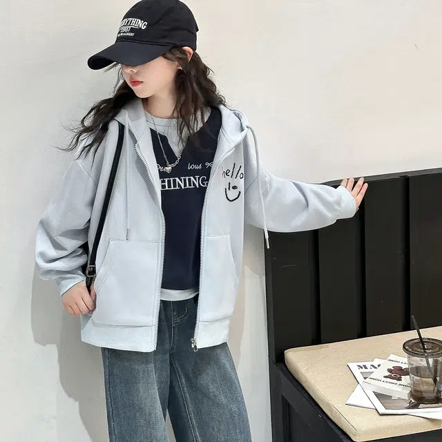 黑恐龙卫衣 独特超好看春秋款拼色连帽宽松型韩版 青少年