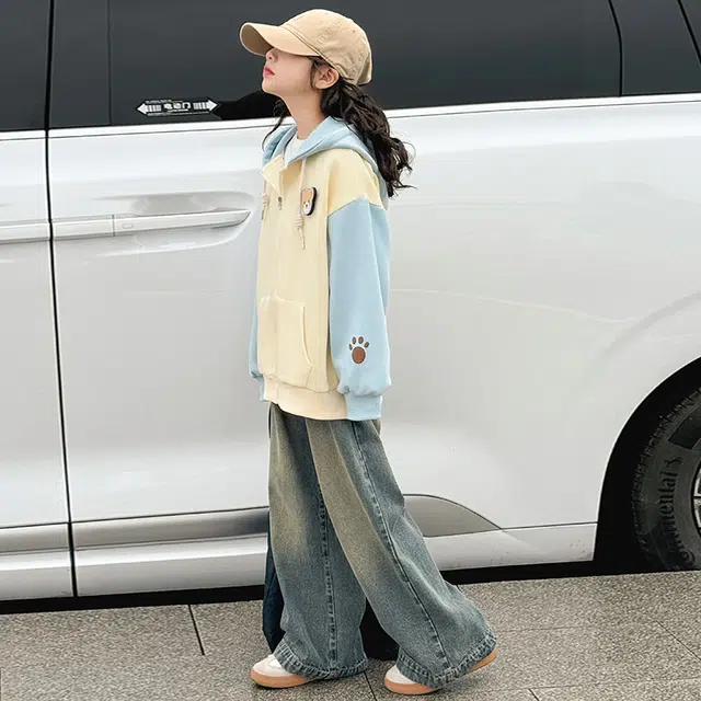 黑恐龙 卫衣 可爱立体小熊拼色连帽外套 儿童款