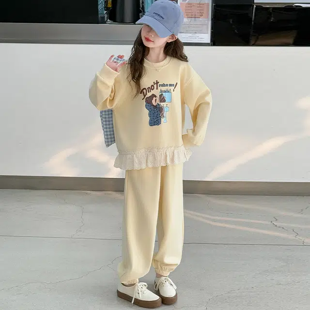 黑恐龙休闲运动套装 小女孩洋气春季卫衣两件套女大童时尚