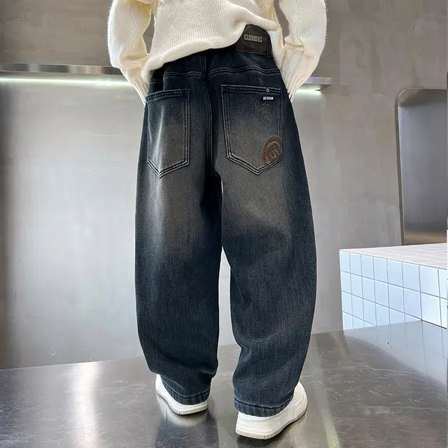黑恐龙牛仔裤 复古秋季洋气阔腿 男女同款