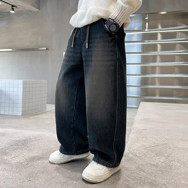 黑恐龙牛仔裤 复古秋季洋气阔腿 男女同款