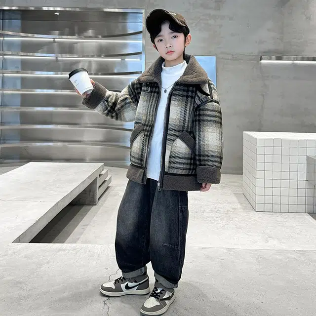 黑恐龙棉衣 男童摇粒绒夹棉加厚冬季洋气保暖上衣