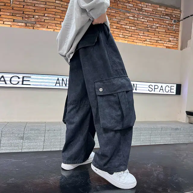 黑恐龙牛仔裤 春秋款酷帅工装日系长裤 青少年