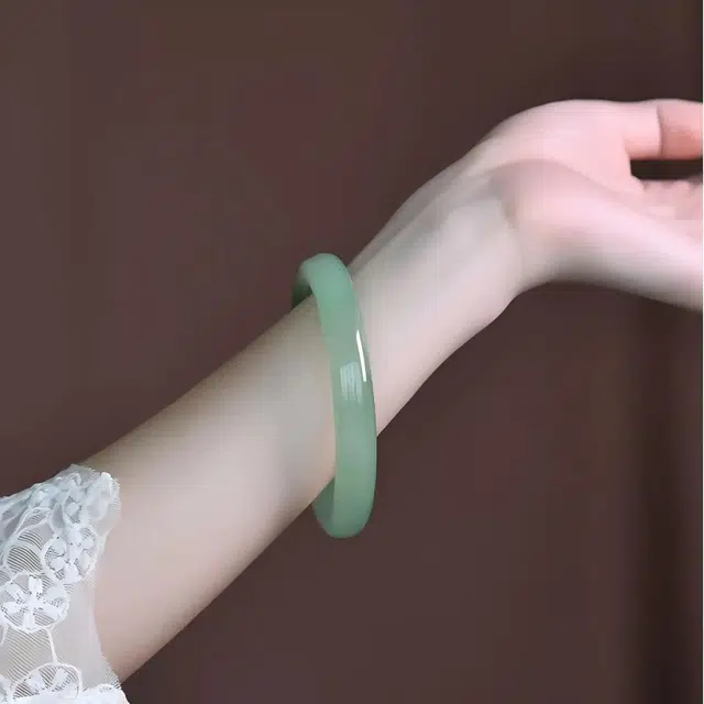 七小匠 质保青山黛 古风温婉 清冷感 高雅气质 汉服旗袍古装搭配腕饰 东陵玉 手镯 女款