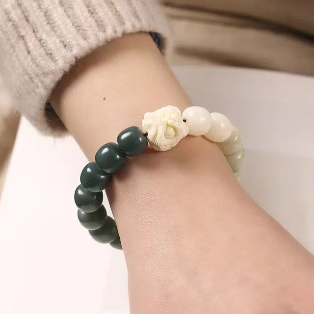 七小匠 新中式国潮醒狮 白玉菩提 手串 男女同款情侣款