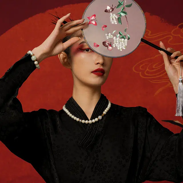七小匠 国潮 简约时尚 回纹珠 小众设计高级感 珐琅彩 珍珠 项链 女款