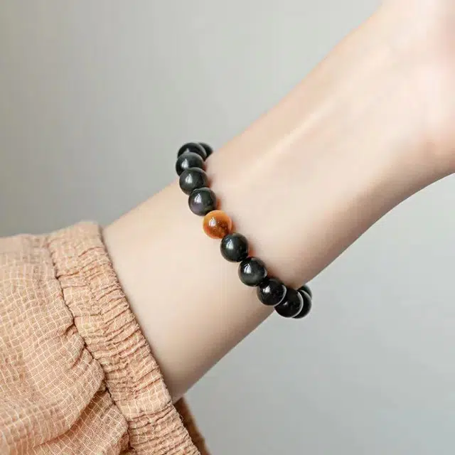 七小匠 国潮新中式 黑曜石 玉石手串 男女同款情侣款