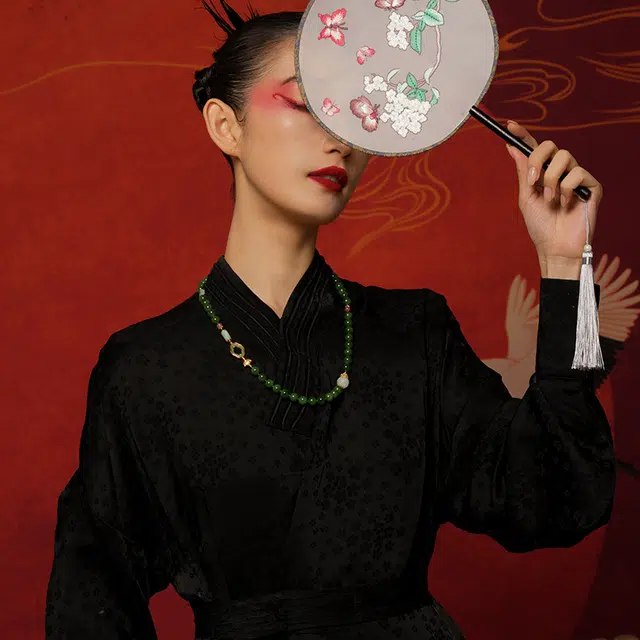 七小匠 国潮 小众设计 优雅时尚 轻奢简约 复古高级感 和田玉 星联 女款 碧玉