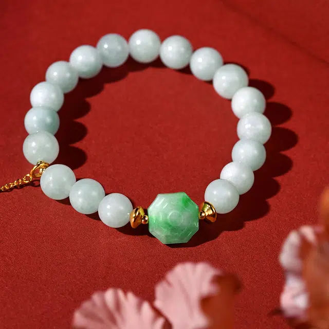 七小匠 新中式 八卦盘 复古简约 轻奢时尚 优雅小众设计 和田玉 手串 女款 青玉
