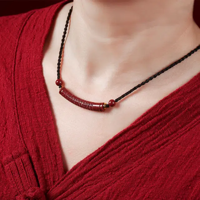 七小匠 新中式国潮经典 再造辰砂朱砂 玉石项链 女款