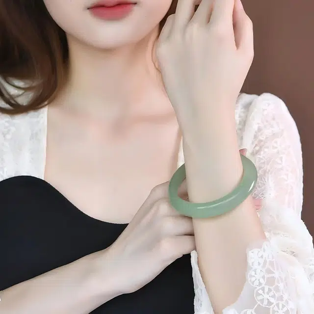 七小匠 质保青山黛 古风温婉 清冷感 高雅气质 汉服旗袍古装搭配腕饰 东陵玉 手镯 女款