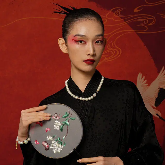 七小匠 国潮 简约时尚 回纹珠 小众设计高级感 珐琅彩 珍珠 项链 女款